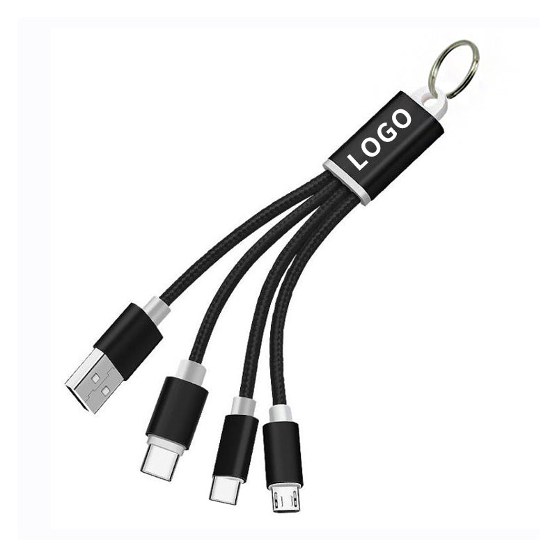 Branded 4-in-1 Charging Cable Adapter Keychain