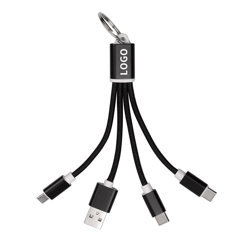Branded 4-in-1 Charging Cable Adapter Keychain